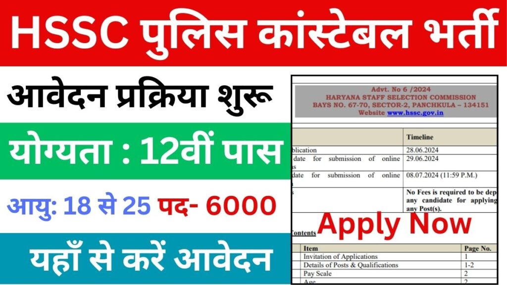 HSSC Police Constable Bharti 2024