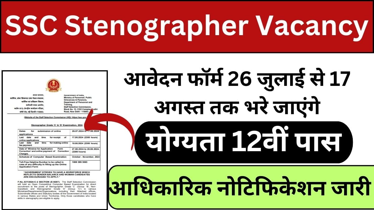 SSC Stenographer Vacancy